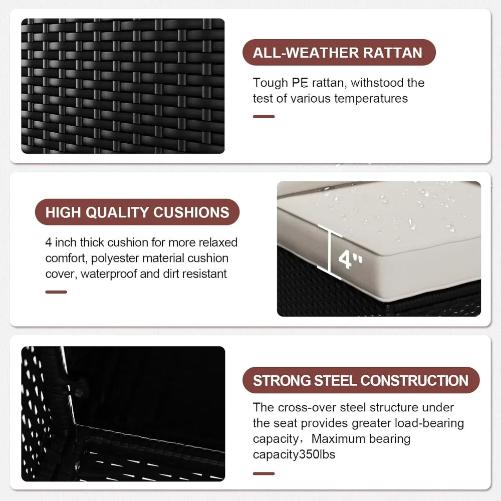 8 Pcs Patio Furniture Set with Fire Pit Table