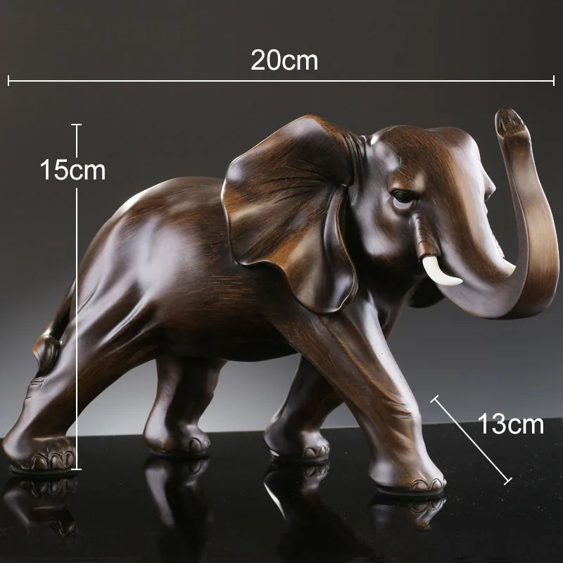 Simulated Animal Sculpture Imitation Wood Elephant Statue Resin Crafts Desk Decoration Ornaments Furnishings