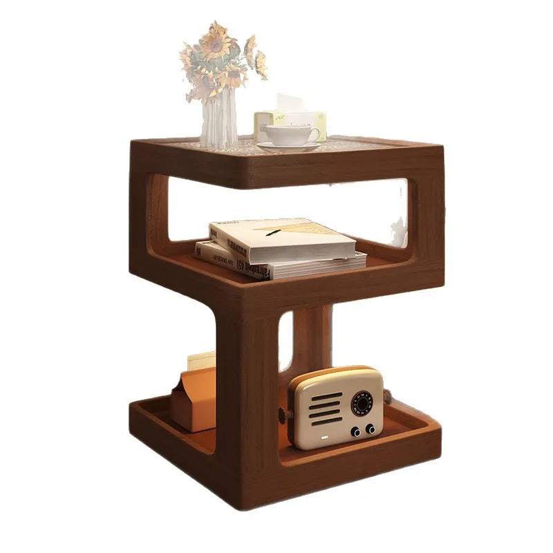 Solid wood bedside table, bedroom bedside storage, household sofa edge - view 5