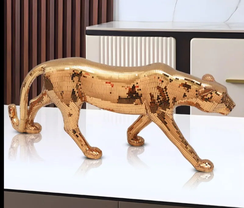 Modern Luxury Leopard Sculptures Desk Ornaments Art Leopard Figurines Living Room Creative Animals Sculptures Bedroom Home Decor