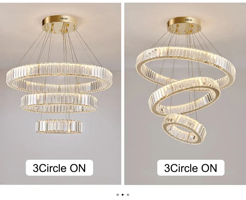 Modern Luxury Ring Crystal Led Ceiling Chandelier Living Dining Room Bedroom Lustre Decor Pendant Lights Hanging Lamp Fixture