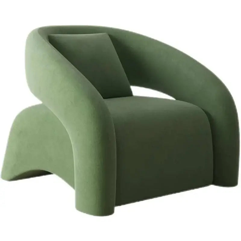 Green armchair with modern design on a white background