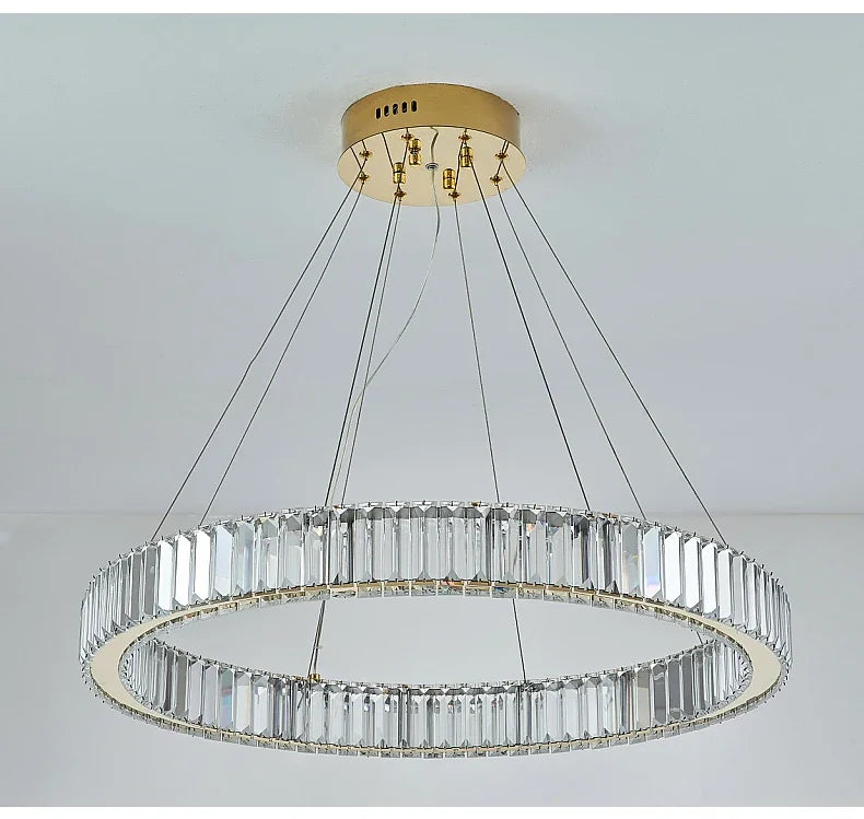Modern Luxury Ring Crystal Led Ceiling Chandelier Living Dining Room Bedroom Lustre Decor Pendant Lights Hanging Lamp Fixture