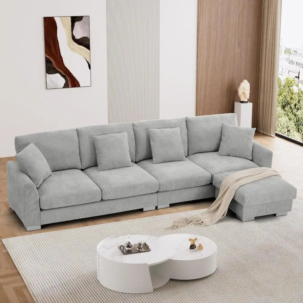 Oversized L Shaped Sectional Sofa Couch,5 Seat with Convertible Ottoman