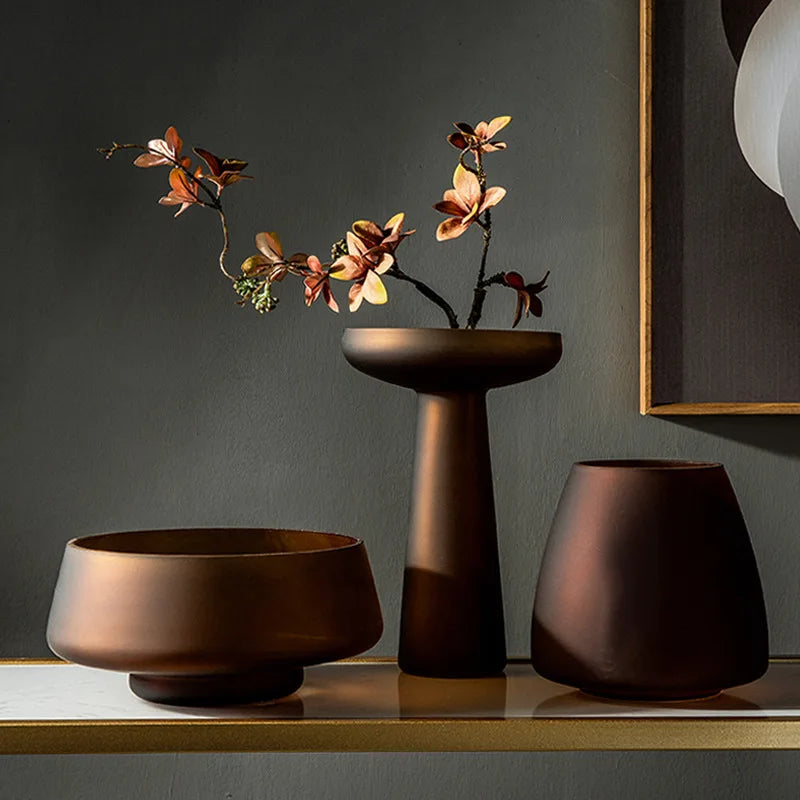 Nordic Frosted Glass Vase | Light Luxury Tabletop & Hydroponic Accent