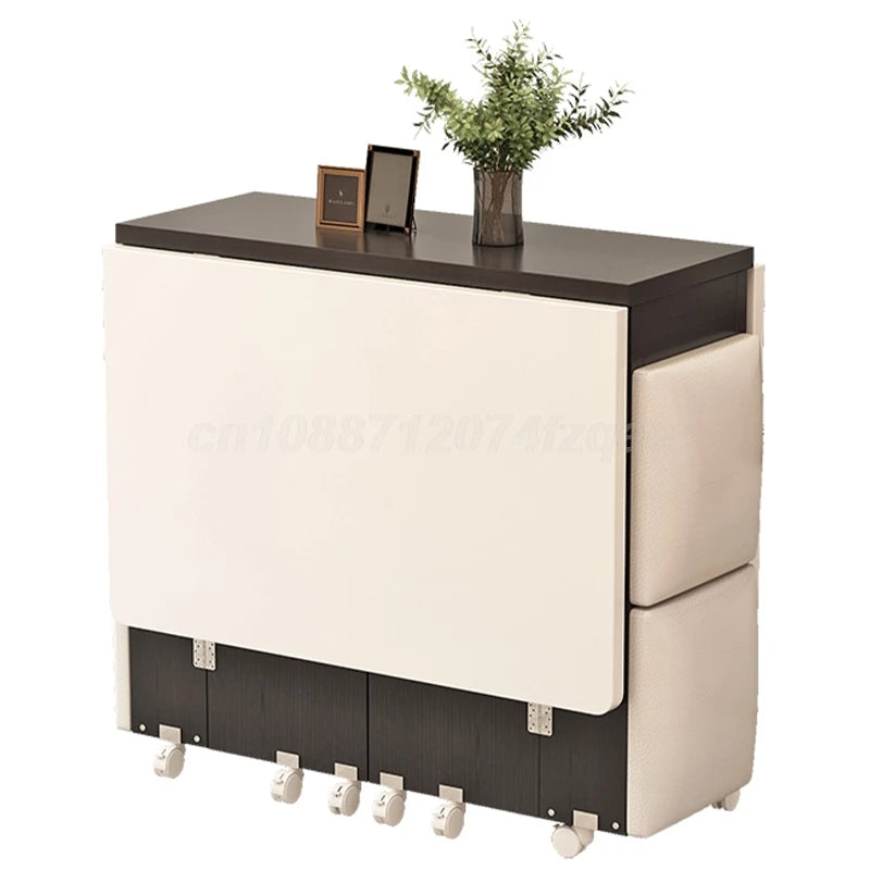 Folding Dining Table Movable Table Set For Dining Room, Apartment, Living Room