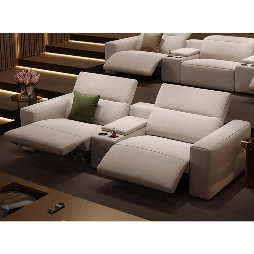 Dual Motors Electric Recliner Sofa – Genuine Leather Power Headrests