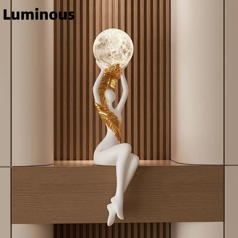 Resin Luxury Solid Color Figurines Luminous Character Wine Cabinet Figurines Semi-handmade Creative Modern Simple Home Decor