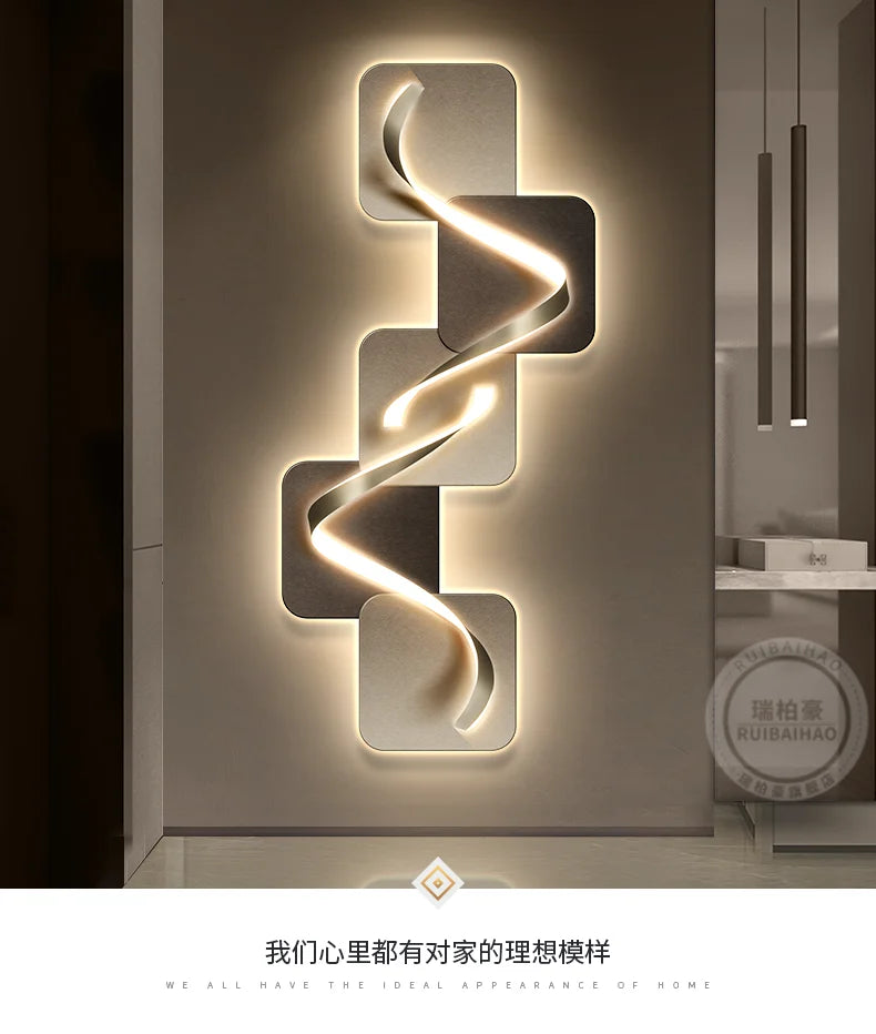 Light luxury entrance hall decoration painting, LED lights, Italian minimalist living room, high-end mural in the corridor - view 9