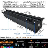 Smart 3D Atomizing Electric Fireplace - Colorful LED Steam Flame, App & Remote Control, Humidifier product specifications and features.