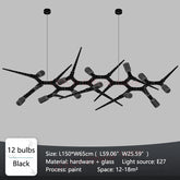 Modern chandelier with black design on a gray background
