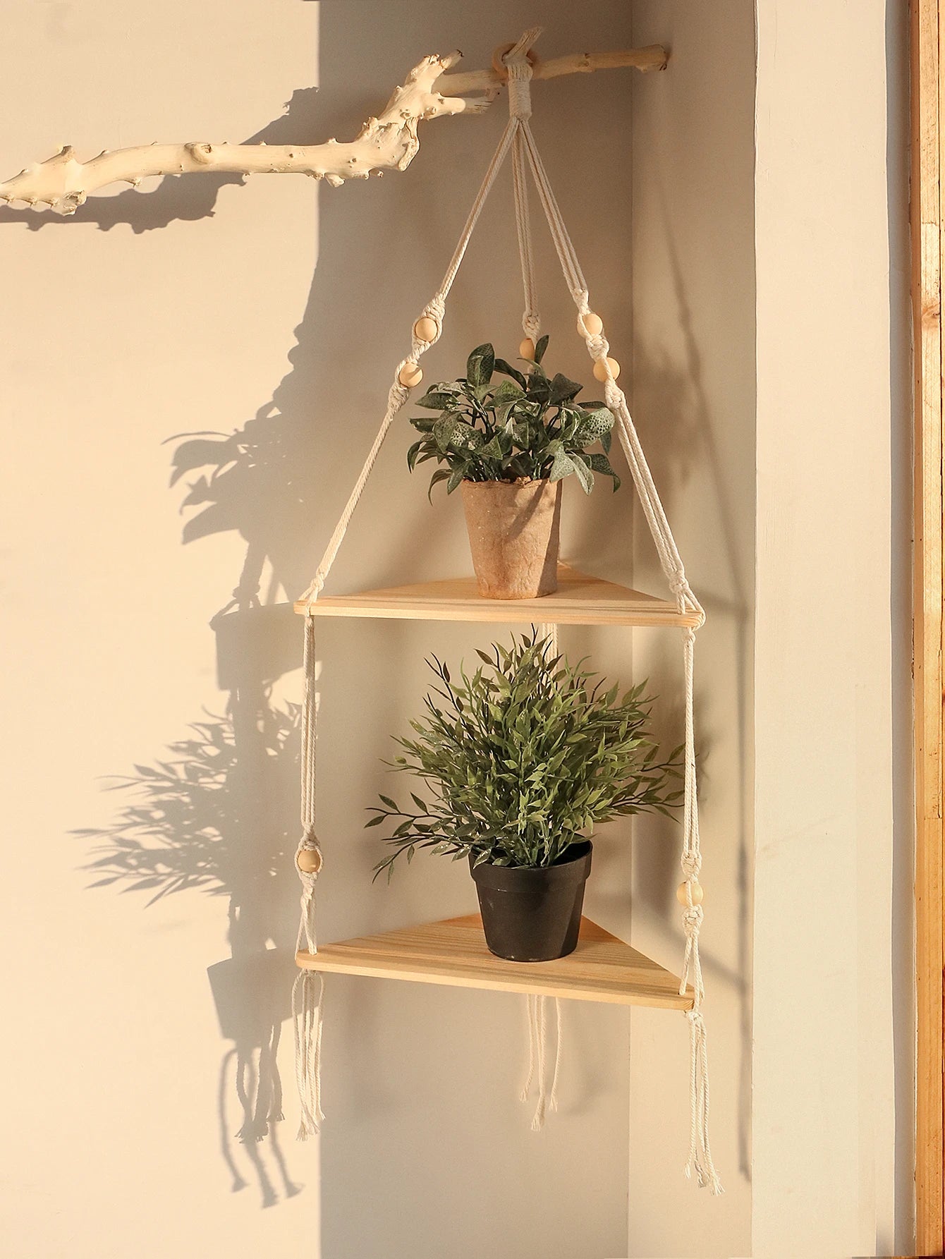 Macrame Floating Wall Shelf Organizer Boho Room Nordic