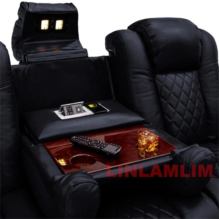 Luxury Dual Motors Power Reclining Sofa with LED Lighting, USB, Hidden Storage