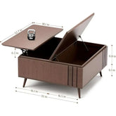 Lift Top Coffee Table with Storage featuring a liftable top and spacious interior measurements.