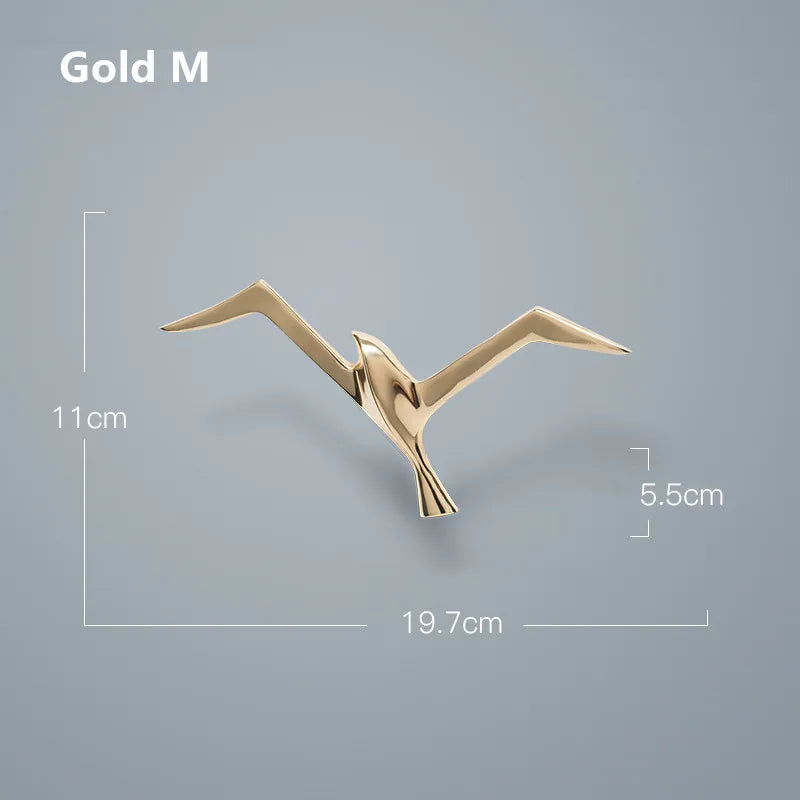 Luxury Pure Copper Seagull Statue Wall Hanging Metal Bird Sculpture Ornament Retro Office Cafe Wall Decoration Home Decor Gift