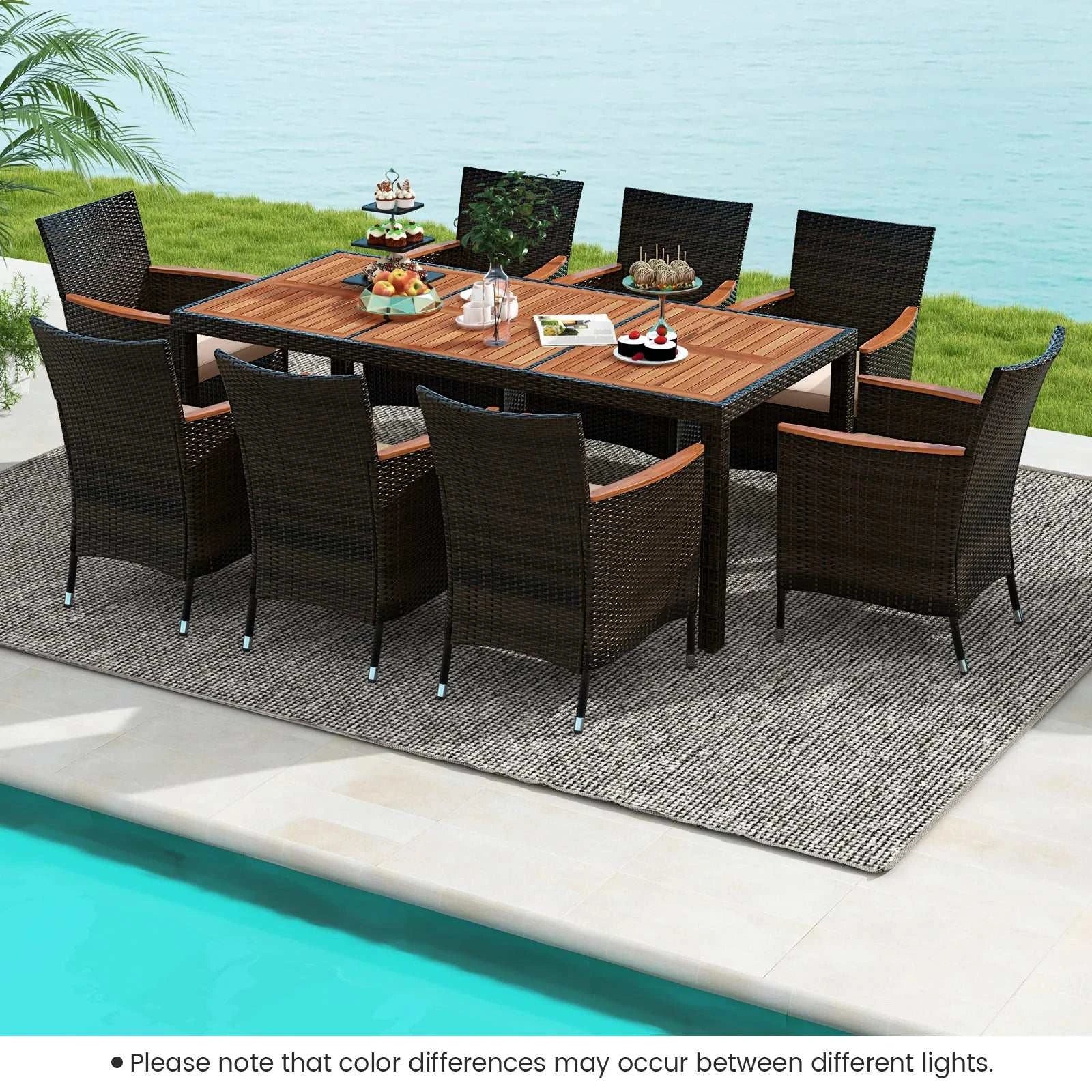 9pc Acadia Patio Dining Furniture Poolside