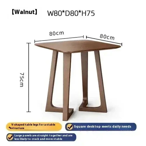 Wooden table with dimensions labeled on a white background