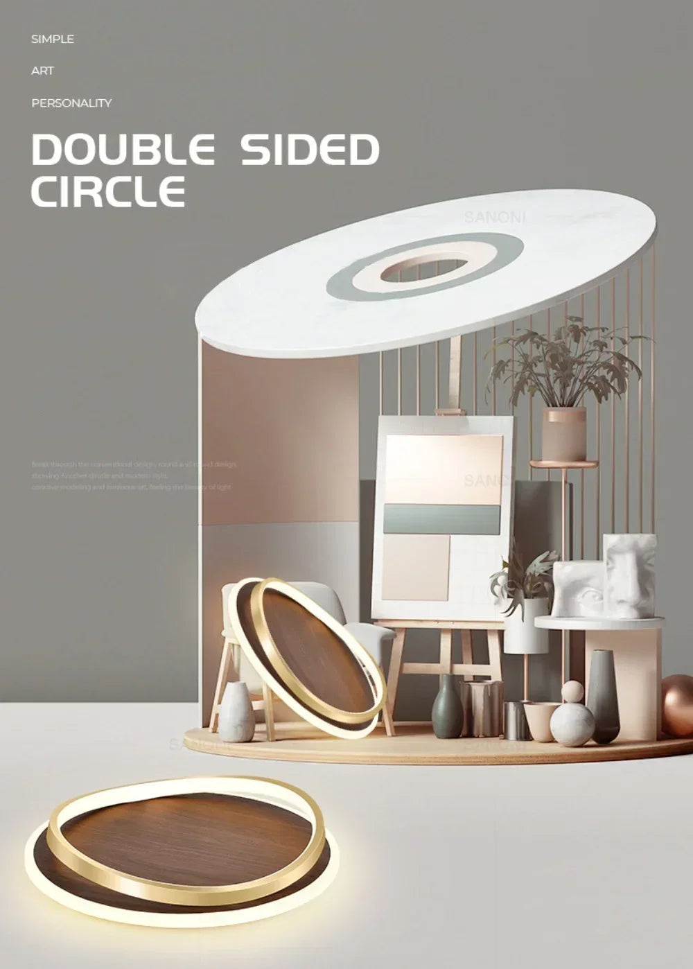 DAMIASMIL LED Modern Ceiling Lamp Creative Round Walnut Wood Color Ceiling Light for Bedroom Study Restaurant Lighting Lustre - view 9