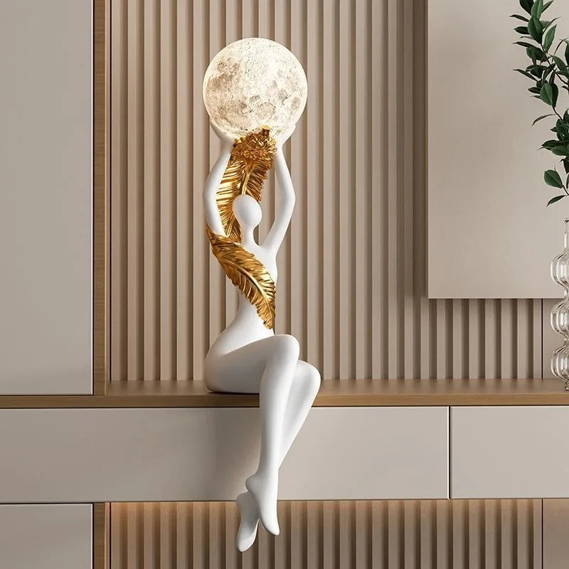 Resin Luxury Solid Color Figurines Luminous Character Wine Cabinet Figurines Semi-handmade Creative Modern Simple Home Decor