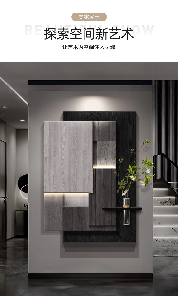 Luxurious and sophisticated entrance LED wall light with lights installed at the entrance, facing the door and hanging a picture - view 10