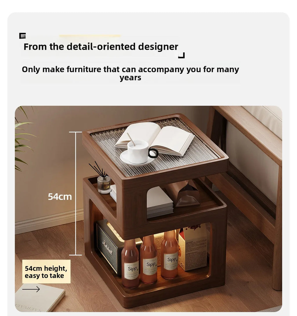 Solid wood bedside table, bedroom bedside storage, household sofa edge - view 21