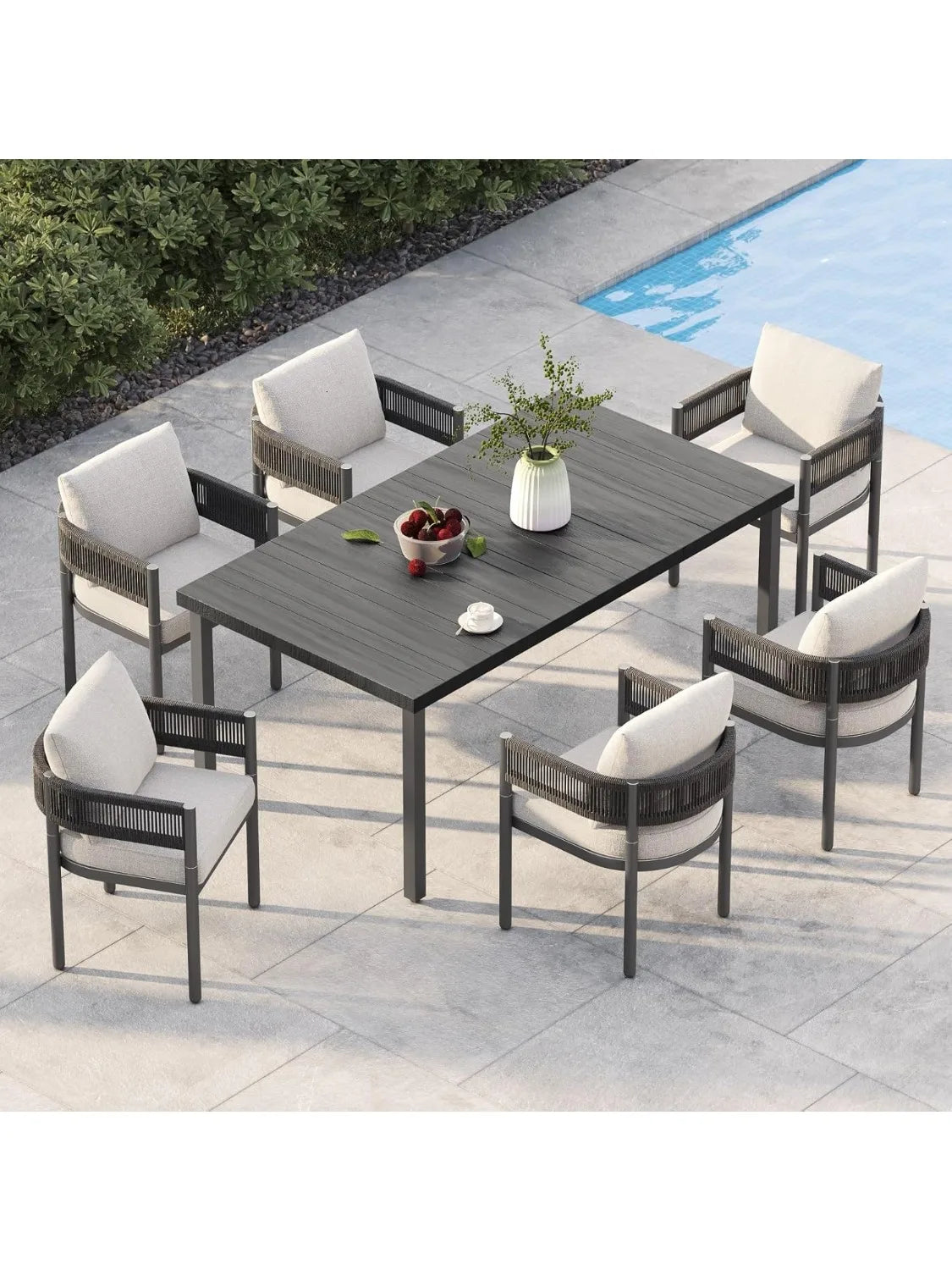 Outdoor Dining Set for 6, 7 PCS Patio Table and Chairs Set