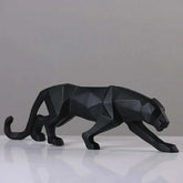 Abstract geometric panther sculpture in sleek black design, perfect for modern home decor.