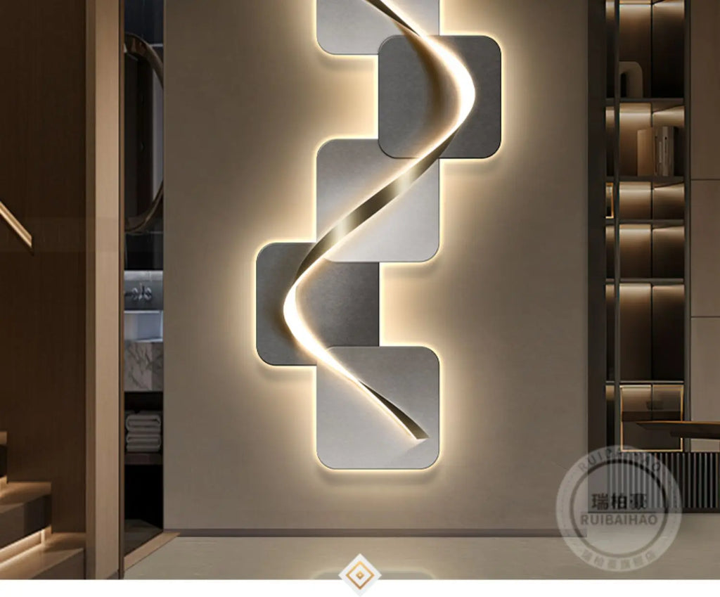 Light luxury entrance hall decoration painting, LED lights, Italian minimalist living room, high-end mural in the corridor - view 16