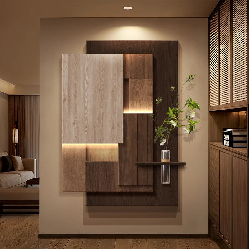 Luxurious and sophisticated entrance LED wall light with lights installed at the entrance, facing the door and hanging a picture - view 4