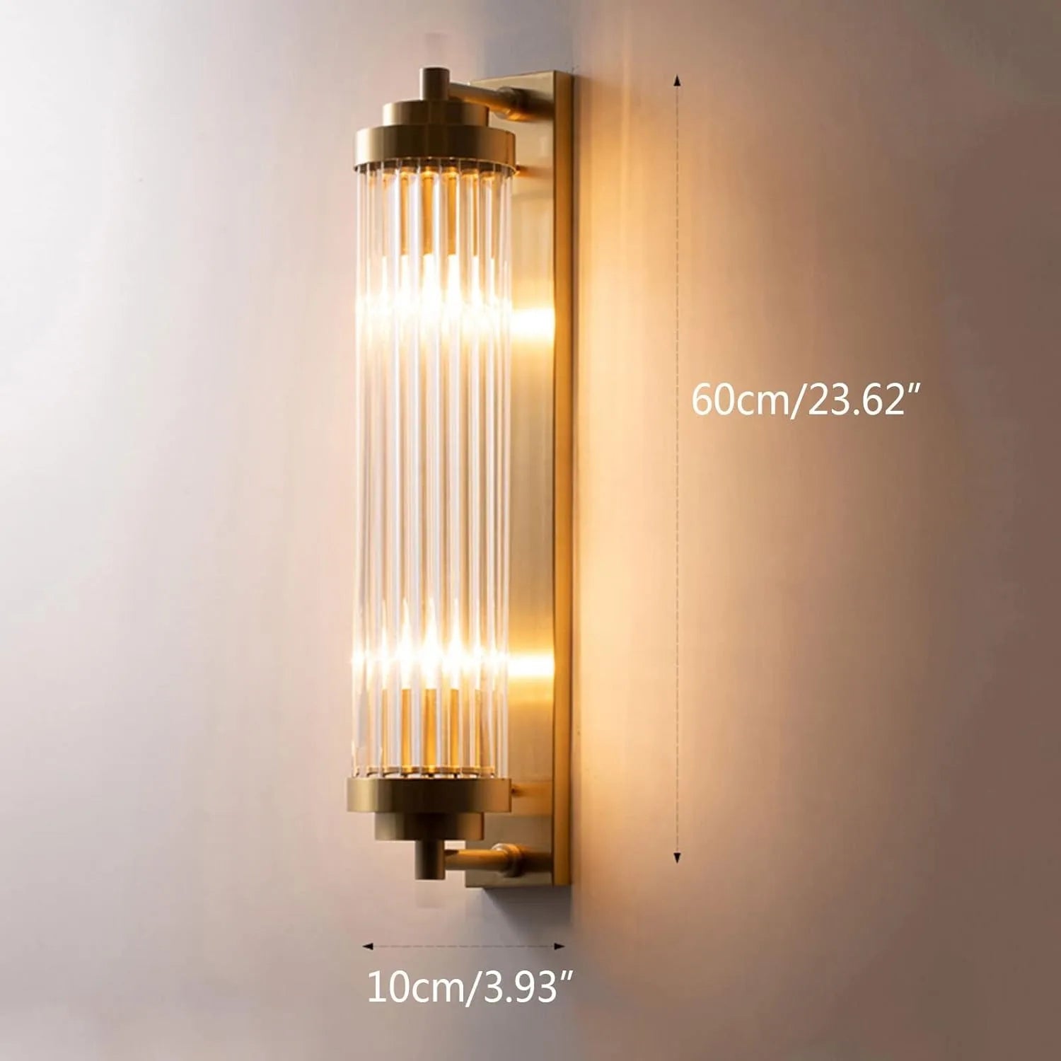 Modern Brass Wall Sconce with Clear Glass Vanity Light Fixture for Bathroom, Bedroom, Hallway