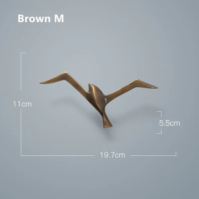 Luxury Pure Copper Seagull Statue Wall Hanging Metal Bird Sculpture Ornament Retro Office Cafe Wall Decoration Home Decor Gift