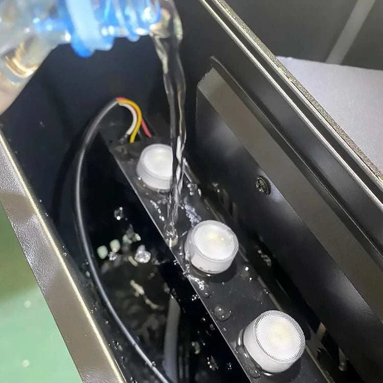 Close-up of a computer case with water cooling system components.