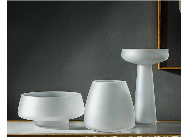 Nordic Frosted Glass Vase | Light Luxury Tabletop & Hydroponic Accent