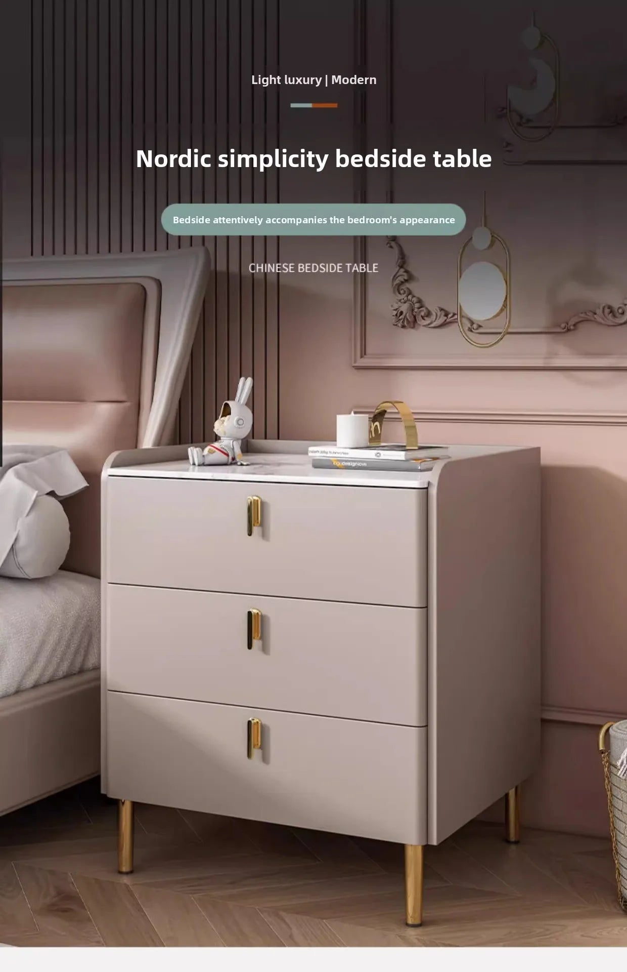 Bedside table Three pumps Multifunctional small locker Shelf Bedroom bedside table - view 6