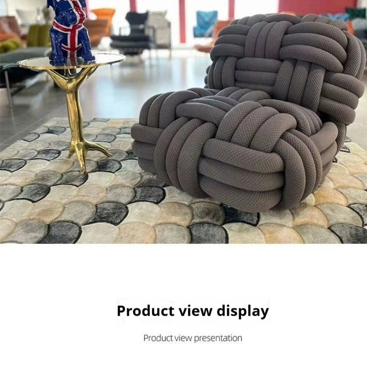 Any Size Custom Nordic Knit Lounge Chair Handwoven Chenille Fabric High Resilience Foam Comfortable Minimalist Living Room Leisu - view 20