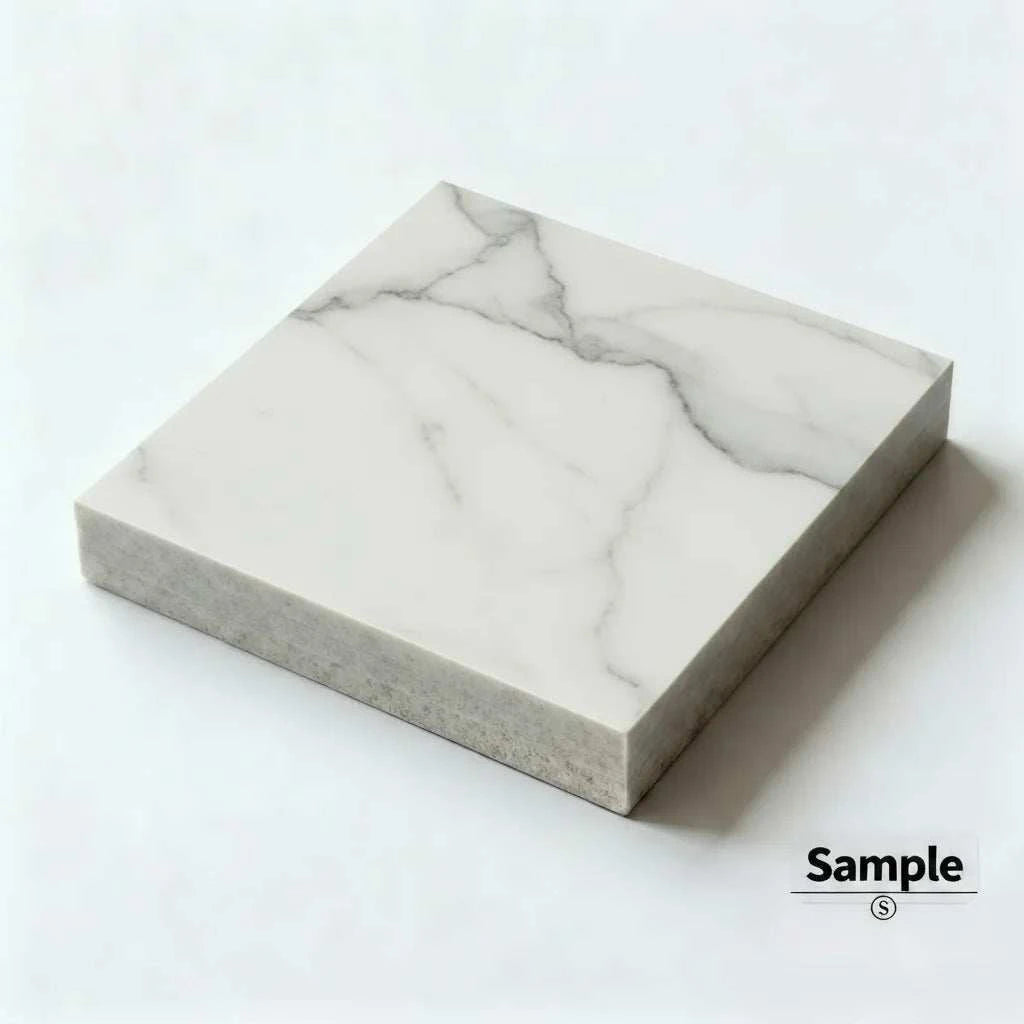 Marble-patterned square block on a white background