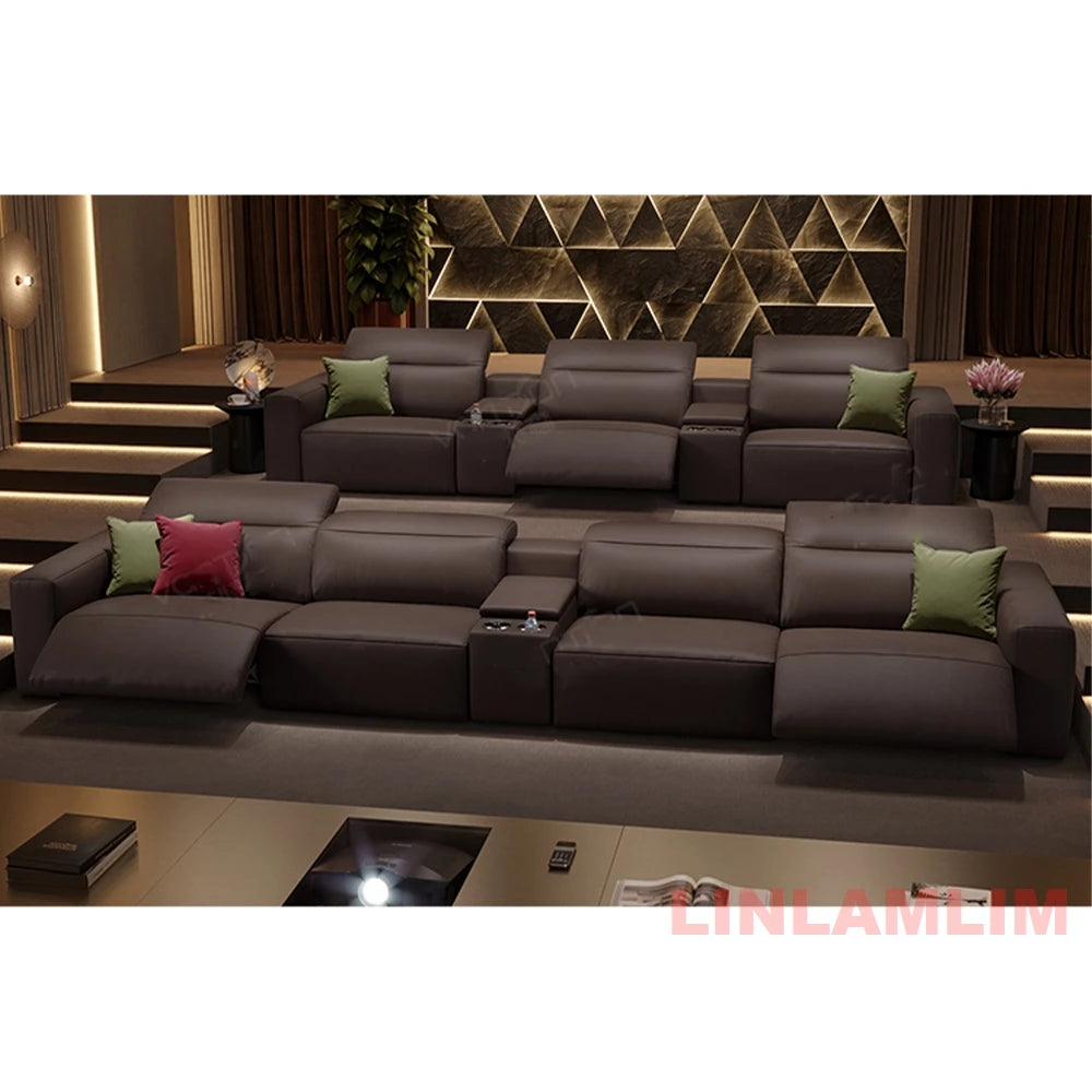 Dual Motors Electric Recliner Sofa – Genuine Leather Power Headrests