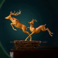 Hand-Engraved Brass Fu Lu Shou Deer Sculpture | Limited Edition Auspicious Art