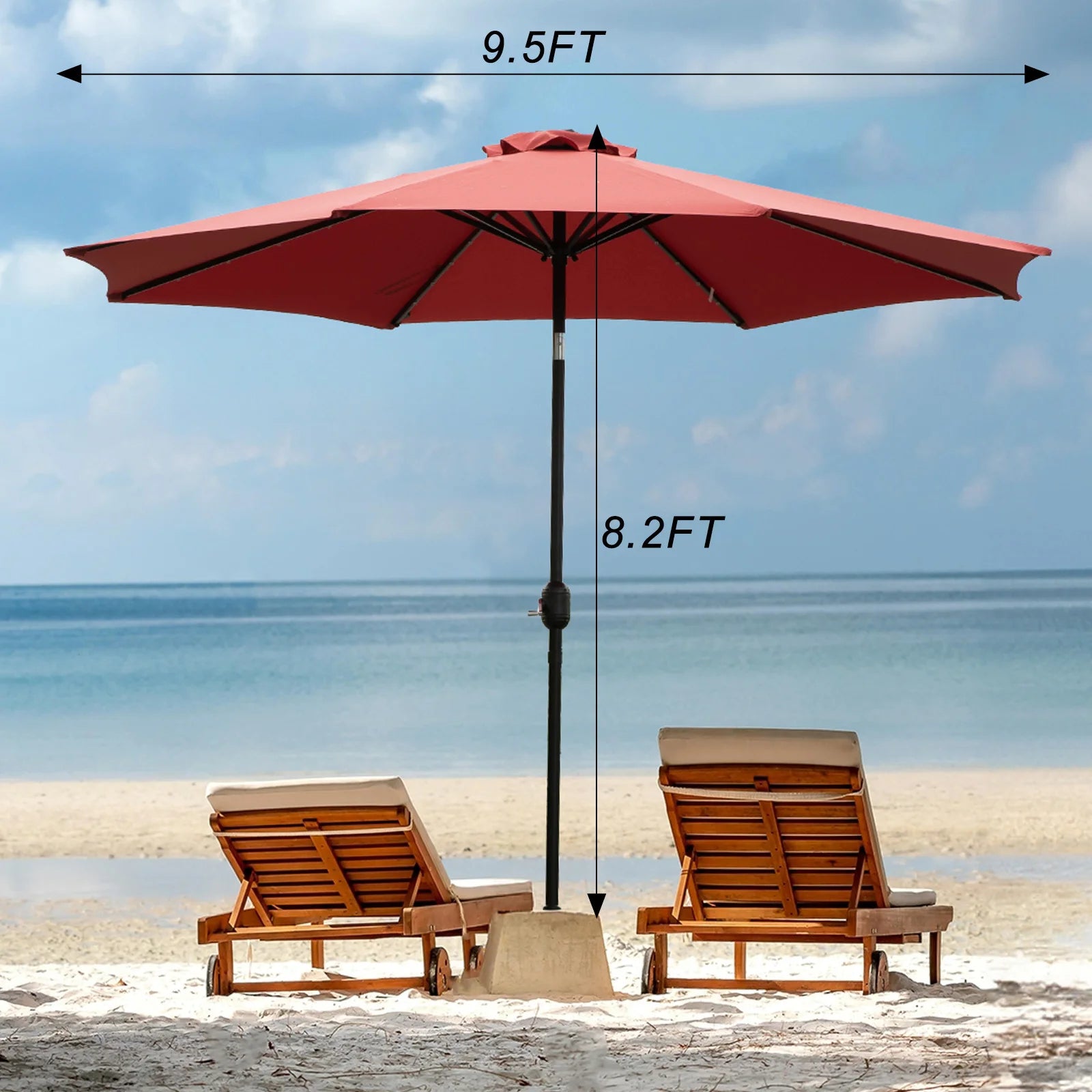 JHK 10FT Solar Patio Umbrella with 32 LED Lights UV-Resistant Outdoor Table Umbrella with Tilt and Crank for Backyard Garden - view 14