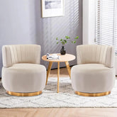 Swivel Barrel Chairs for Living Room Set of 2, 360 Degree Comfy Modern Round Chair Velvet Gold Accent Upholstered Armchair Arm