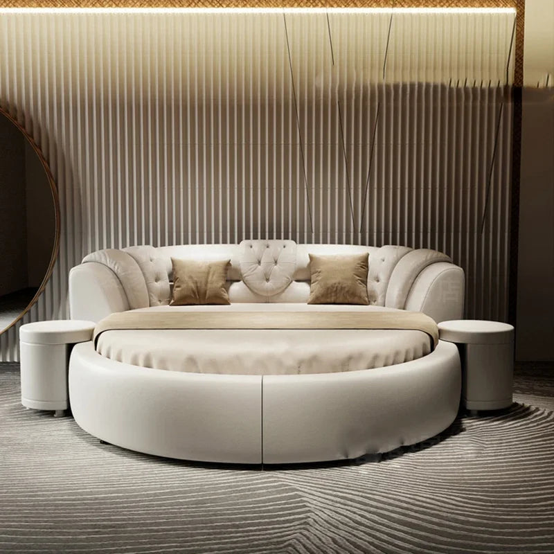 European Round Bed | Luxury Leather Double Bed Frame