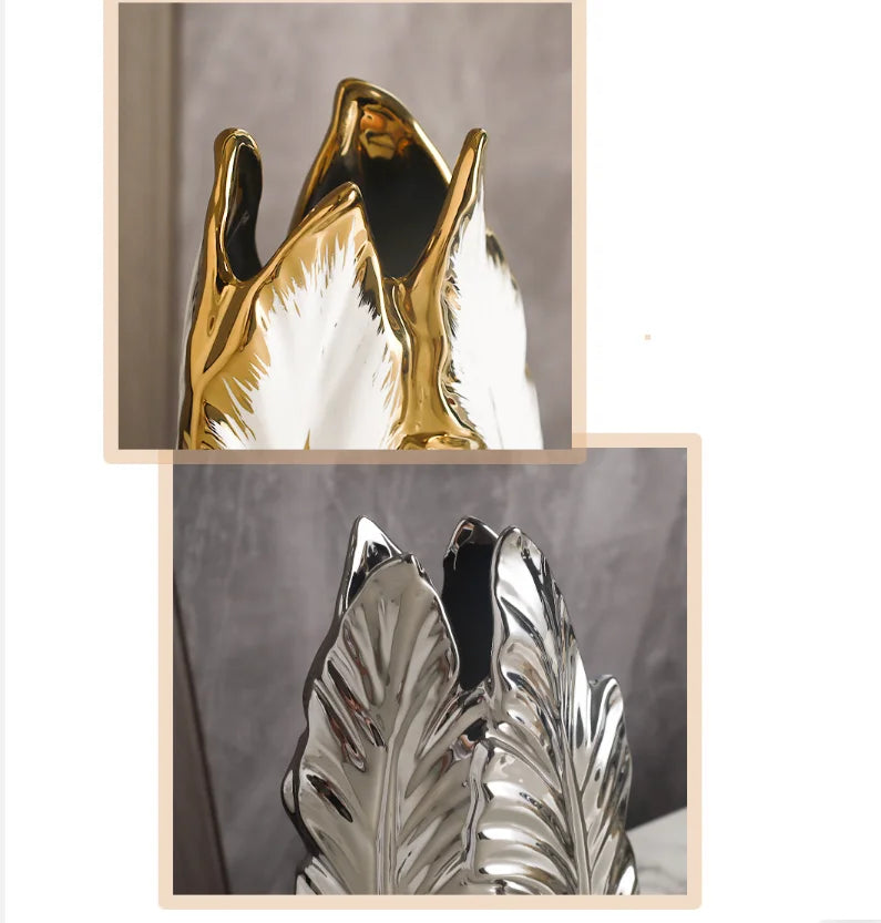Nordic Gold-Painted Ceramic Vase | Luxury Home Décor Accent