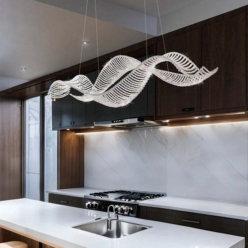 Modern Pendant Light For Living Room Nordic Luxury Dining Room Chandelier Fishbone Dining Room Ceiling Hanging Lamp Crystal - view 2