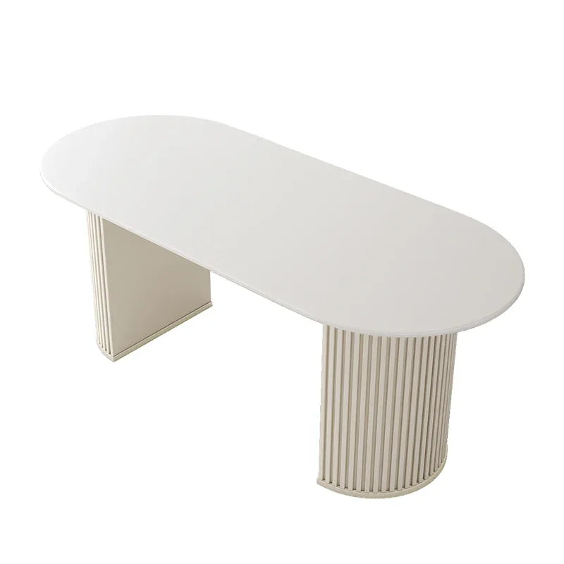 Modern white table with a cylindrical base on a white background