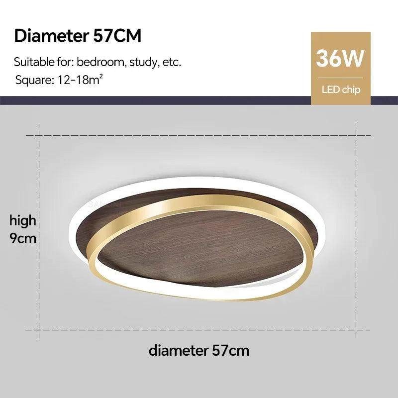 DAMIASMIL LED Modern Ceiling Lamp Creative Round Walnut Wood Color Ceiling Light for Bedroom Study Restaurant Lighting Lustre - view 25