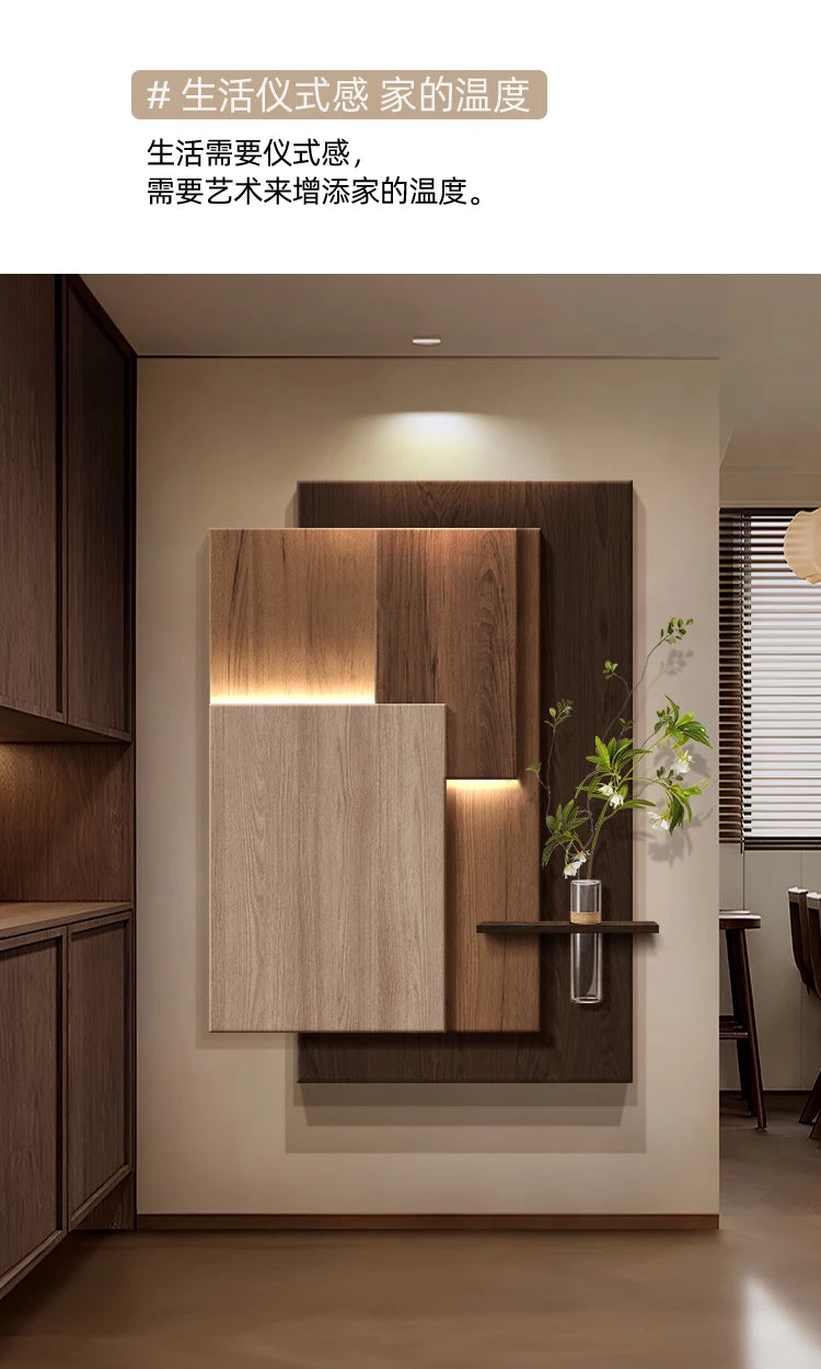 Luxurious and sophisticated entrance LED wall light with lights installed at the entrance, facing the door and hanging a picture - view 12