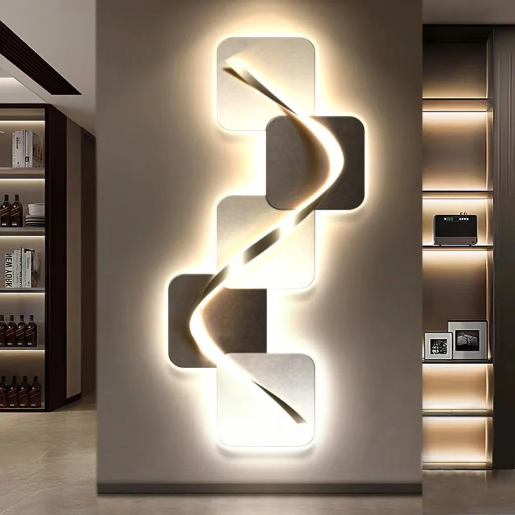 Light luxury entrance hall decoration painting, LED lights, Italian minimalist living room, high-end mural in the corridor - view 5