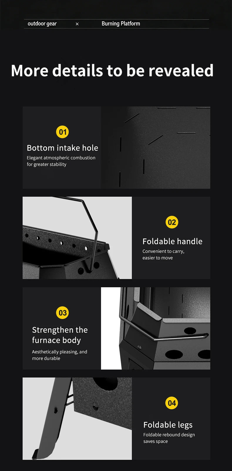 Portable Folding Campfire Grill Outdoor Wood Burning Stove for Camping And Hiking Lightweight Charcoal Fire Pit - view 16
