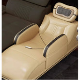 Luxury genuine leather sectional sofa with massage chaise and modern design features.