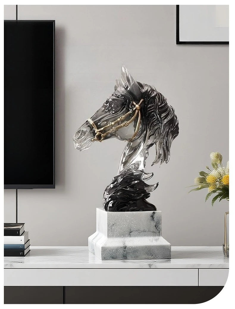Luxury Resin Horsehead Ornament Art Design Sculptures and Figurines Living Room Decoration Accessories for Home Decor